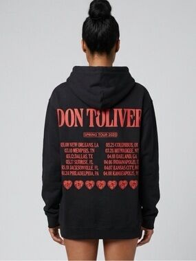 NWOT Unisex Black Graphic Hoodie Love Sak Don Toliver 2023 Concert Tour - Size L